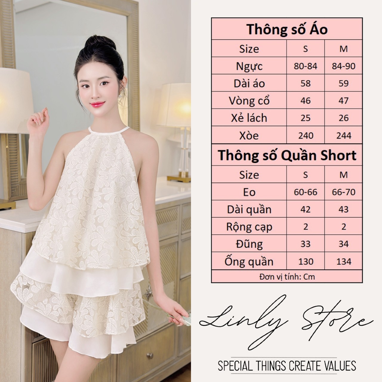 Set áo cổ yếm và quần short nữ Linly Store