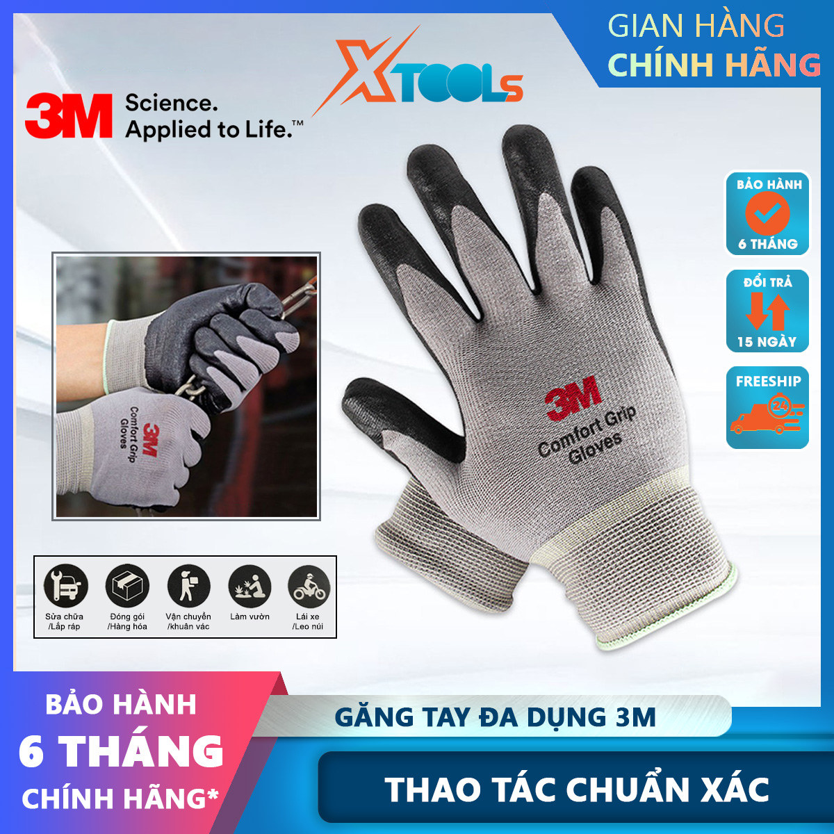 Găng tay đa dụng 3M-Mỹ Găng tay bảo hộ đa năng làm vườn, khuân vác, sữa chữa, lái xe, bảo trì, thi công - Chính hãng