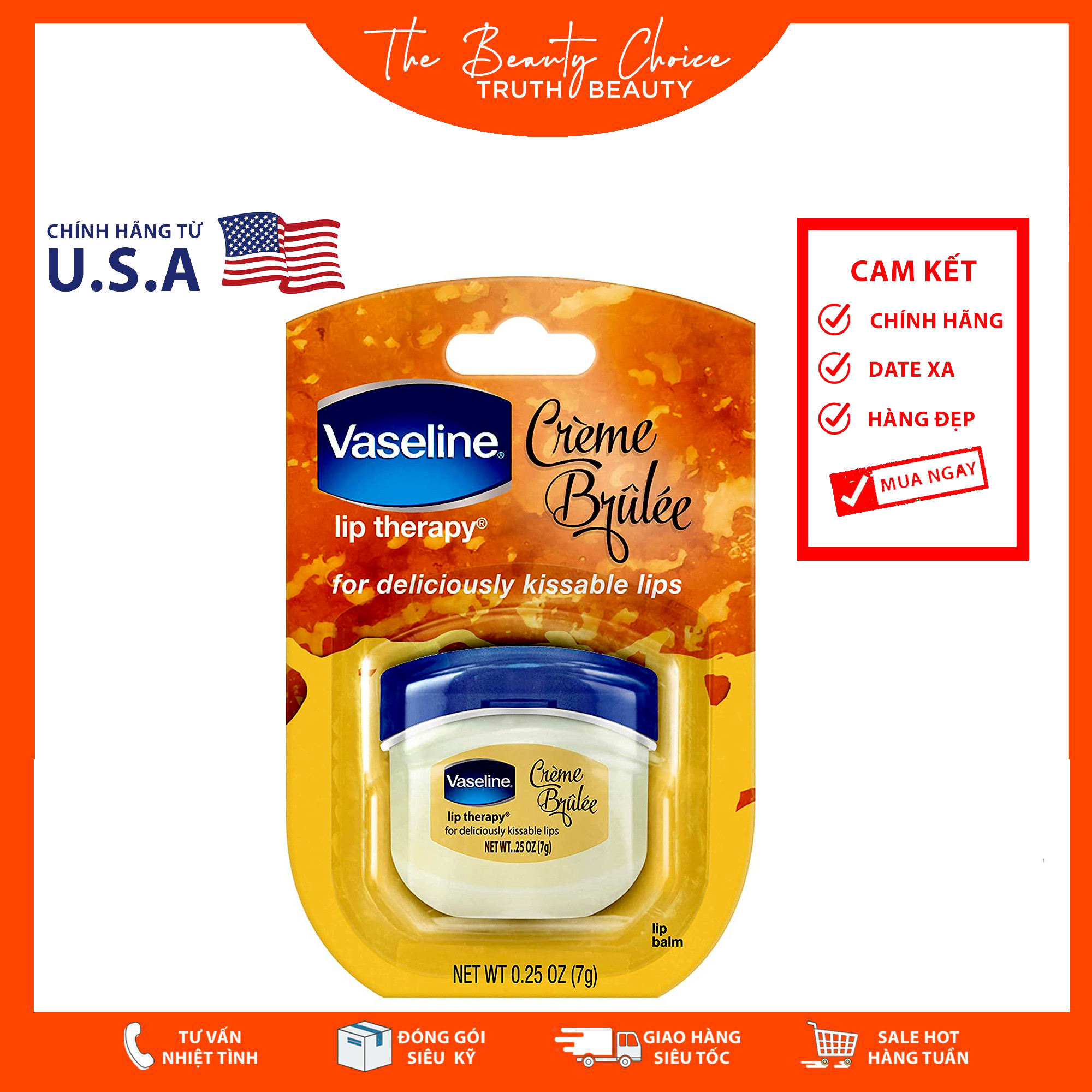 Sáp dưỡng môi Vaseline Lip Therapy – Creme Brulee (7g)