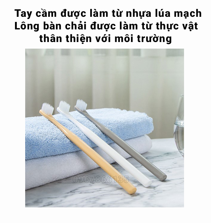 Hộp 4 bàn chải đánh răng lúa mạch đầu chải mềm mại