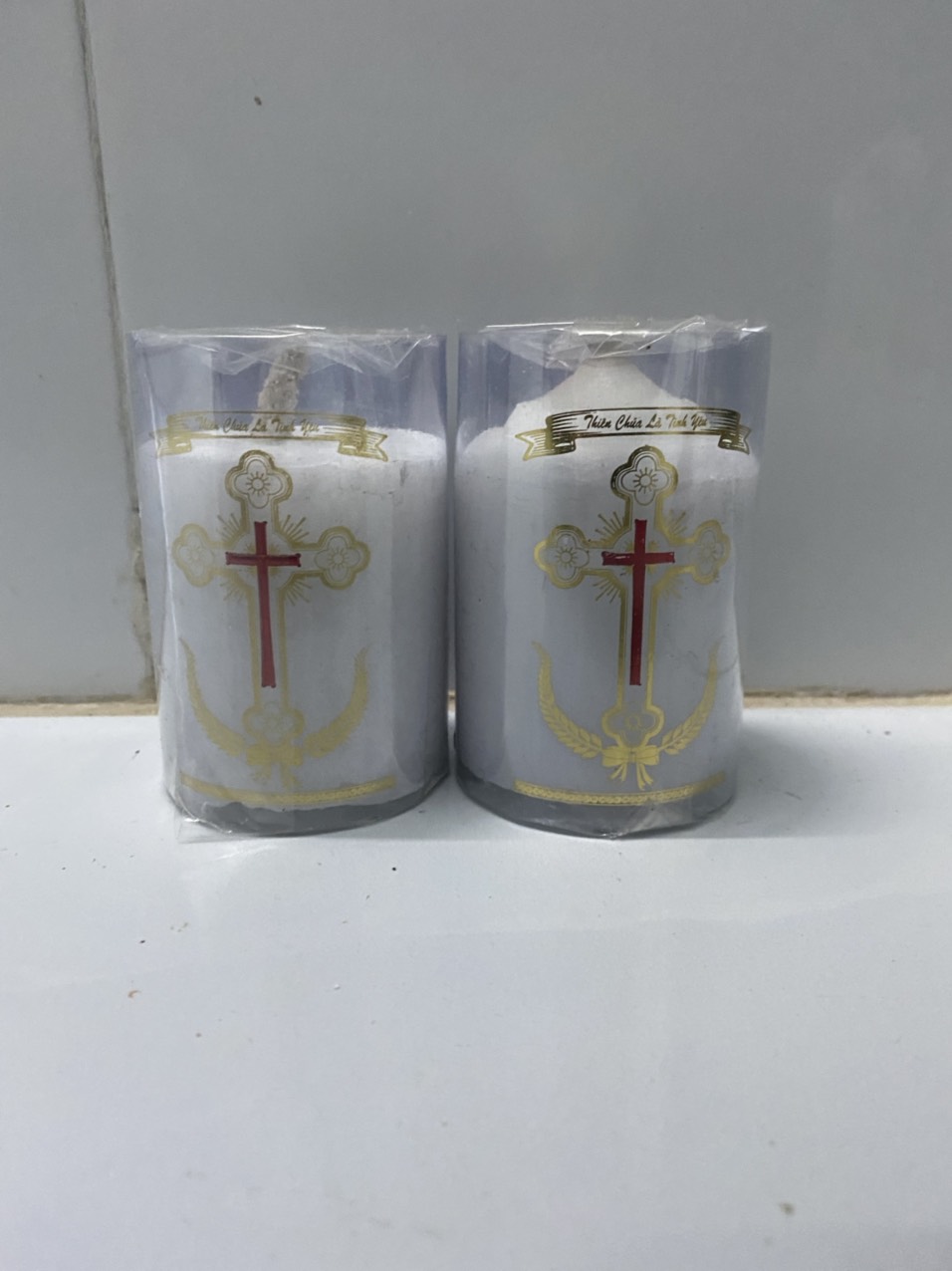 225. Cặp đèn cầy công giáo 6cm