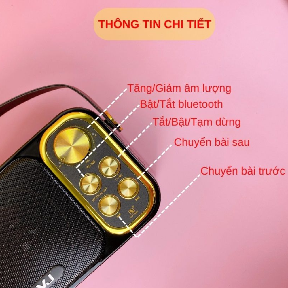 Bluetooth speaker with mic ys103 ys105 wireless microphone with mic body function keys