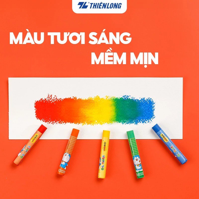 Bút sáp dầu Thiên Long 12 / 18 / 24 màu hộp giấy hình Doraemon OP-C07/DO- OP-C08/DO - OP-C09/DO