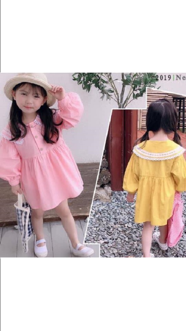 Váy Bé Gái, Chất Thô Hàn Ren Mềm Mịn.