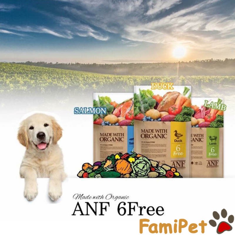 Thức ăn hạt hữu cơ ANF túi 2kg cho chó - Vị cừu, vịt và
