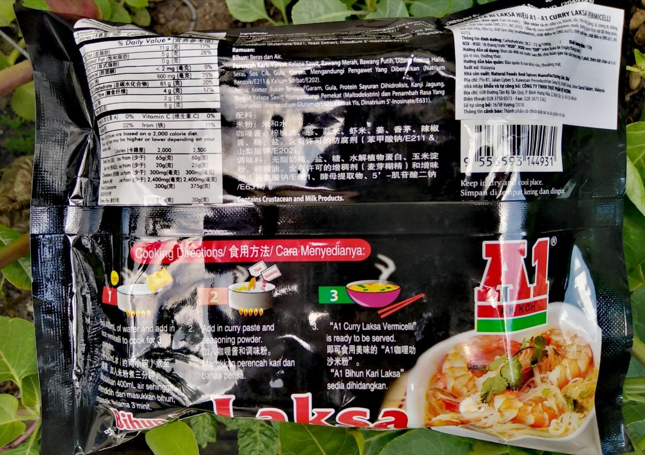 [HCM] Bún Cà Ri Laksa Hiệu A1 110g Malaysia
