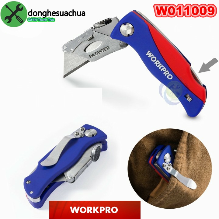 [HCM]Dao rọc cáp Workpro W011009 loại xếp cò kèm 5 lưỡi thay thế