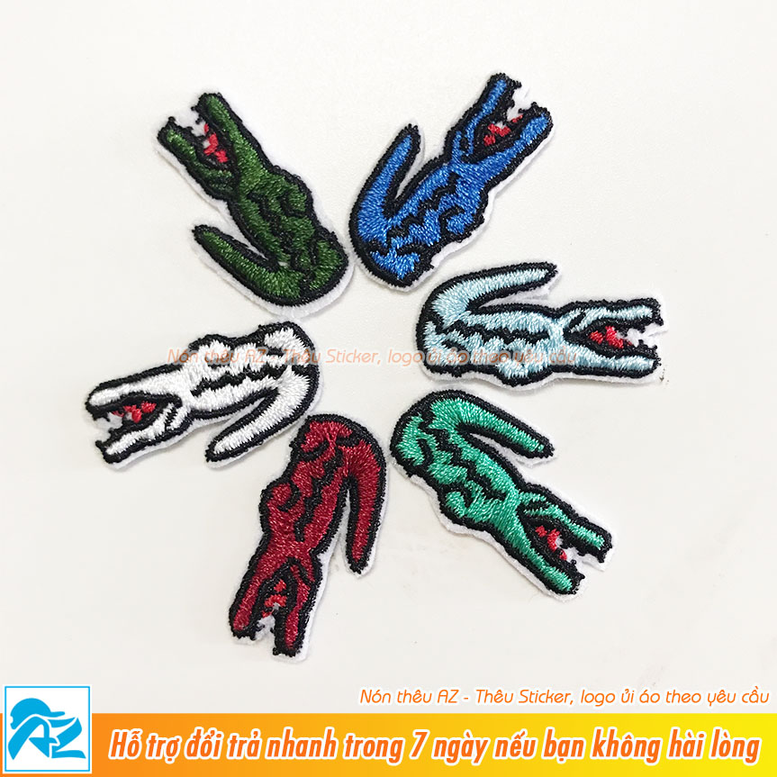 Patch vải ủi áo thun thêu hình logo cá sấu S59