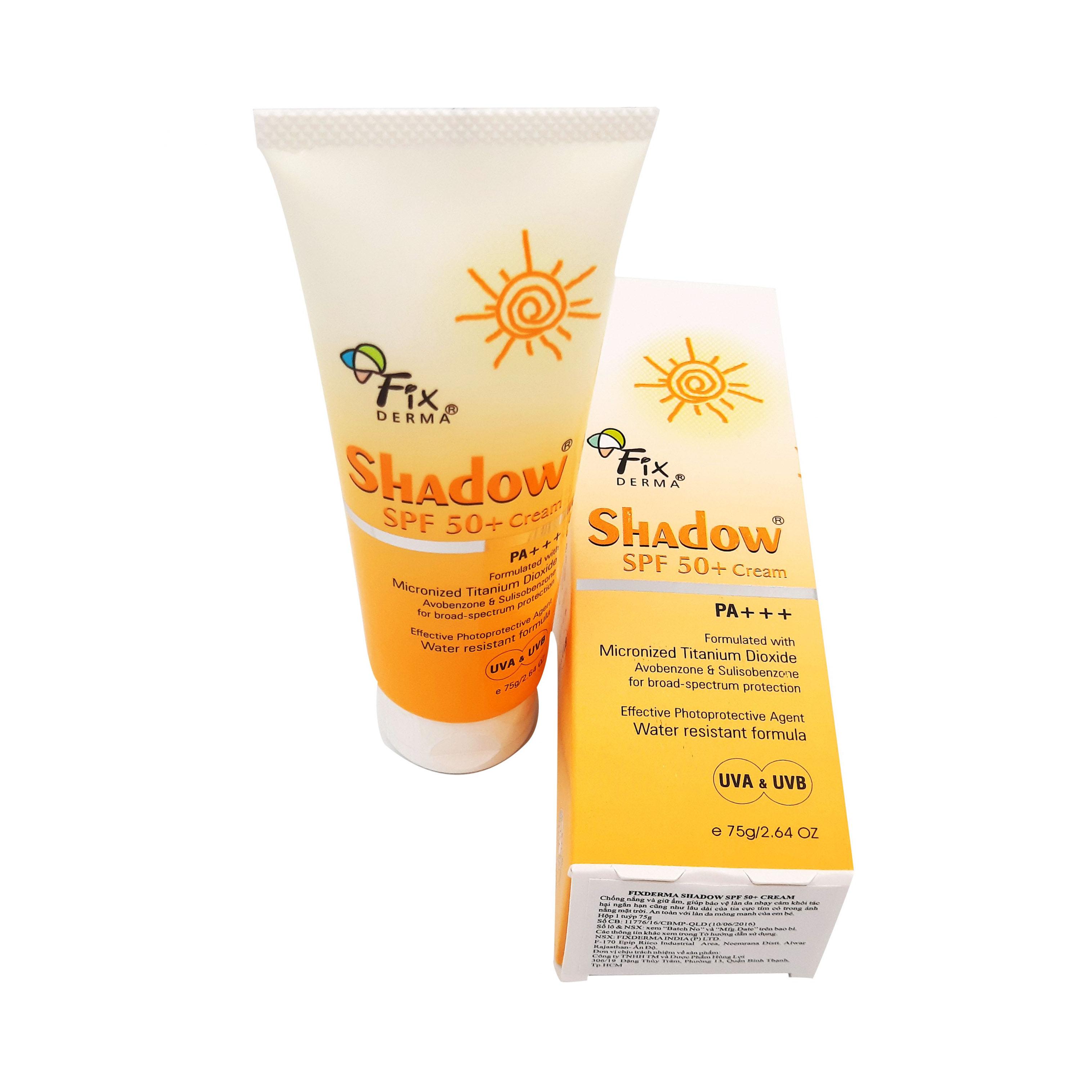 Kem Chống Nắng FIXDERMA Shadow SPF 50+, PA+++ Cream Giúp Bảo Vệ Phù Hợp Mọi Loại Da 75g