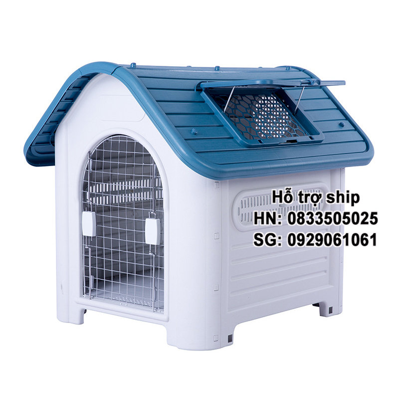 Hanpet - Nhà nhựa mái vòm (Có 2 loại) nhà chó mèo có mái che, có cửa sắt nhà chó gỗ / chuồng chó gỗ / chuồng gỗ nuôi chó