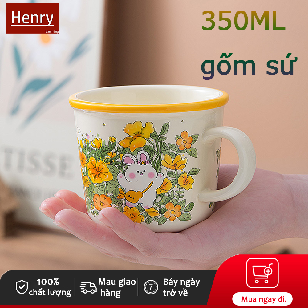 Henry Cốc gốm,Cốc cà phê 350ml,Cốc cho thỏ dễ thương