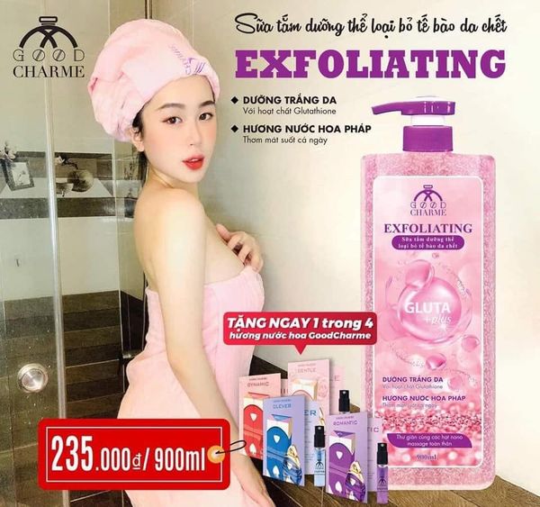 Sữa tắm trắng da thơm lâu Charme_Exfoliating 900ml