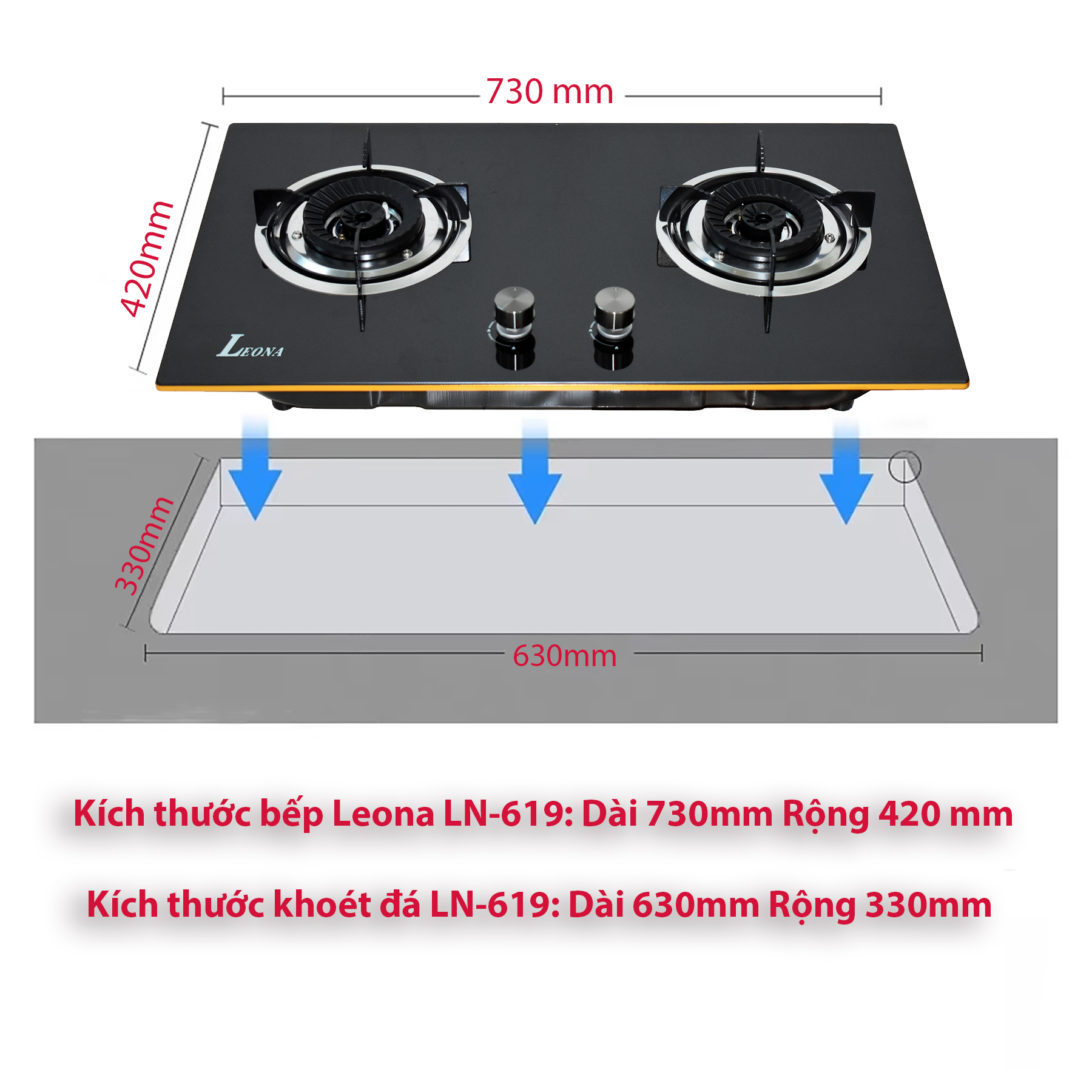 Bếp gas âm LEONA, LN619