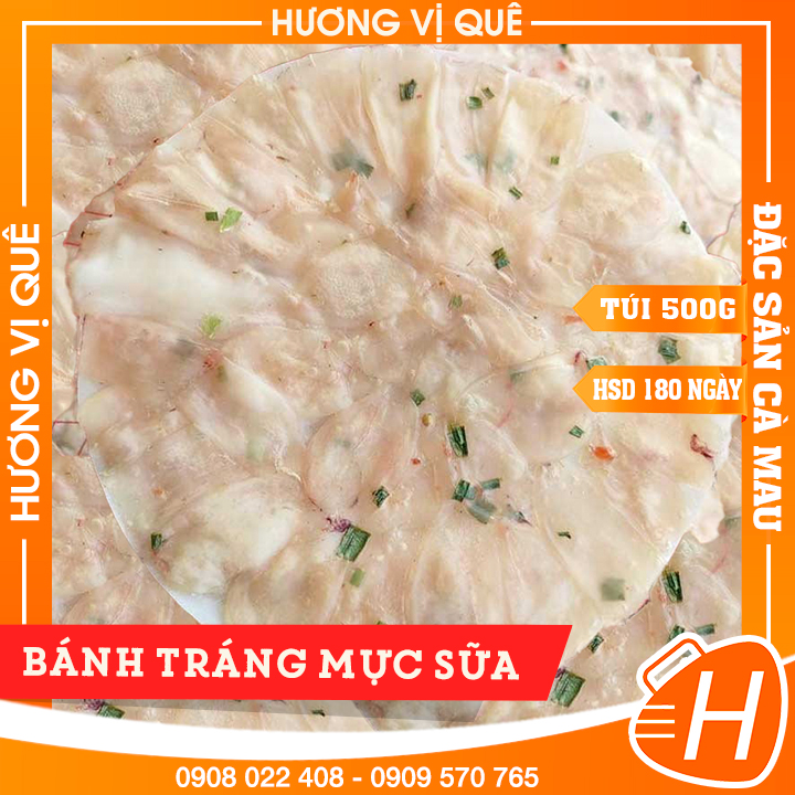 Bánh tráng mực sữa cà mau - túi hút chân không 500g - đặc sản cà mau