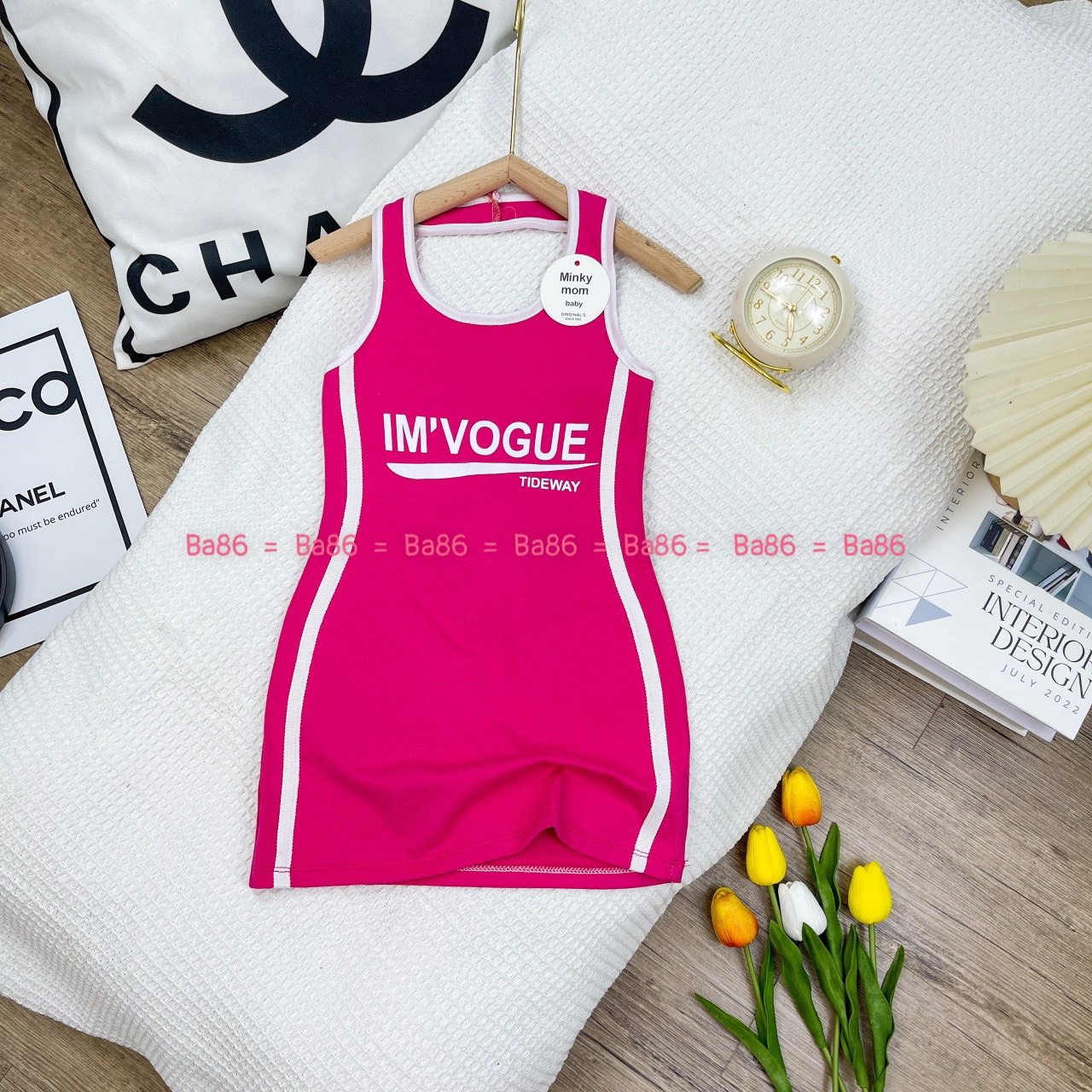 Đầm thun body hồng sen