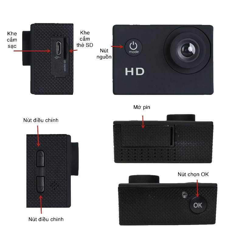 Máy Quay Hành Động 4K 1080p Full HD Camera Hành Trình Gắn Xe Máy Chống Nước Góc Quay Rộng 140 Độ Máy Ảnh Thể Thao