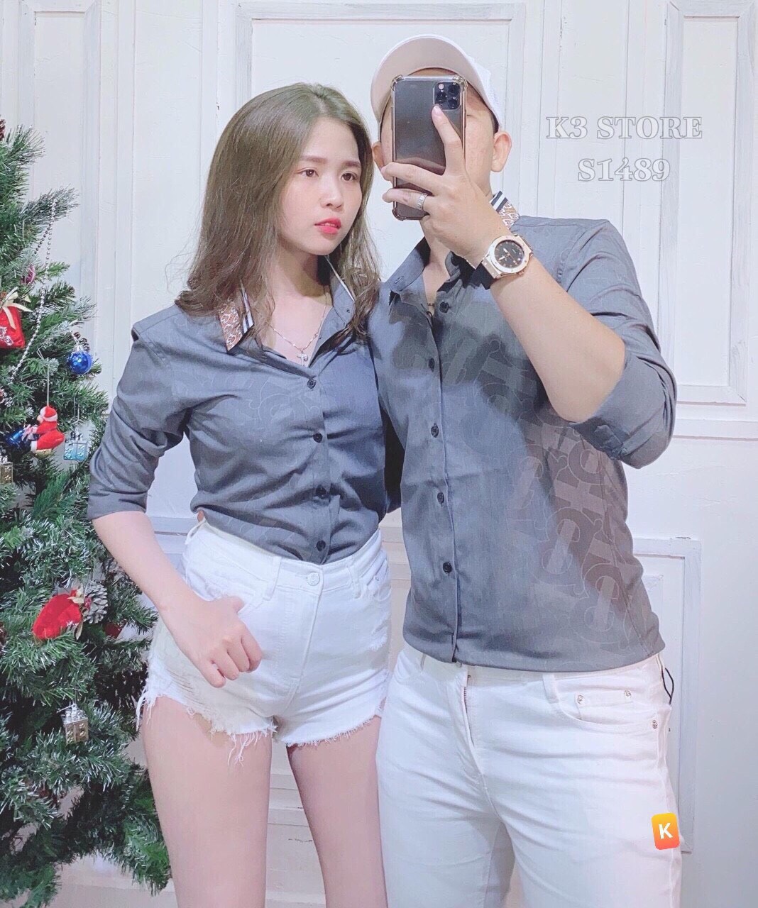 [HCM]ÁO SƠ MI CẶP HỌA TIẾT NAM NỮ MẪU MỚI THỜI TRANG SEVENSHOP89 MST009