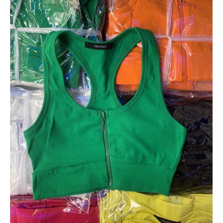 Áo croptop 2 dây kéo khóa thời trang