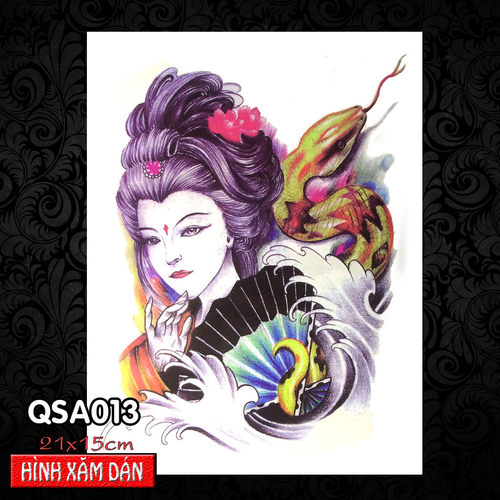 Tattoo stickers girls, geisha (21x15cm)
