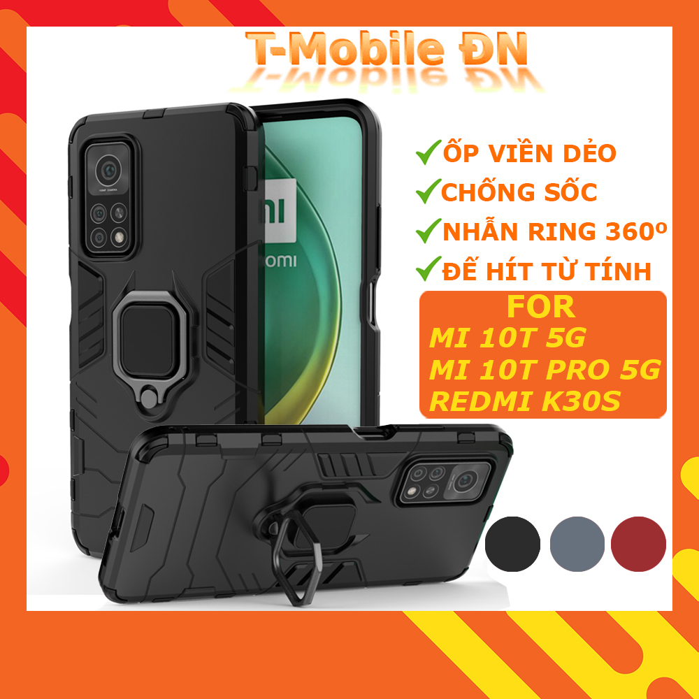Ốp lưng Xiaomi Mi 10T 10T Pro 5G Redmi K30S chống sốc iron man kèm nhẫn iring Bảo vệ camera và chống xem video tiện lợi