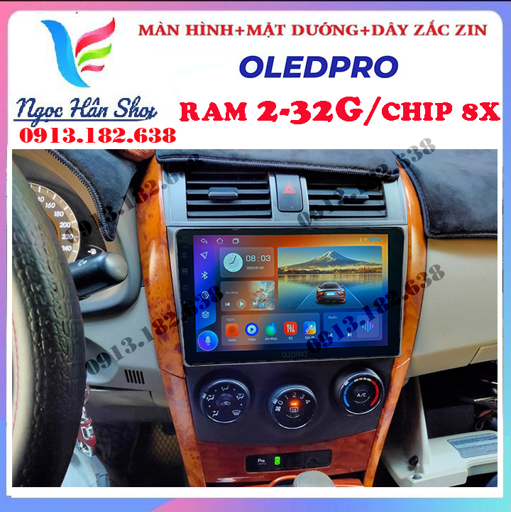 [Hỗ trợ lắp đặt Hà Nội] Màn hình kết nối wifi OLEDPRO ANDROID 10. cho xe TOYOTA ALTIS 2008,2009,2010,2011 với âm thanh, hình ảnh sắc nét, trung thực, lắp camera lùi cho ô tô, đồ chơi xe hơi, đầu dvd cho xe ô tô