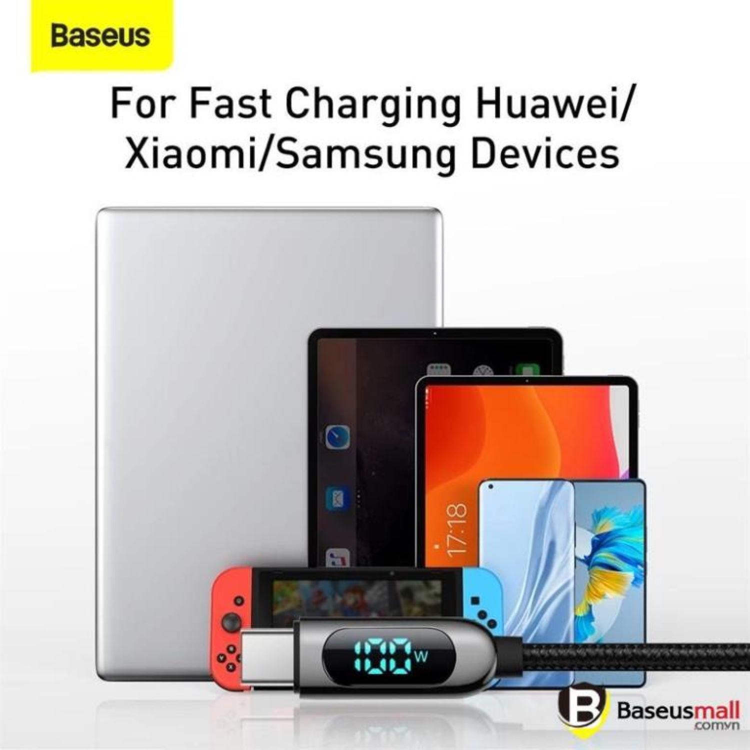 Cáp sạc nhanh C to C 100W Baseus Display Fast Charging Data Cable