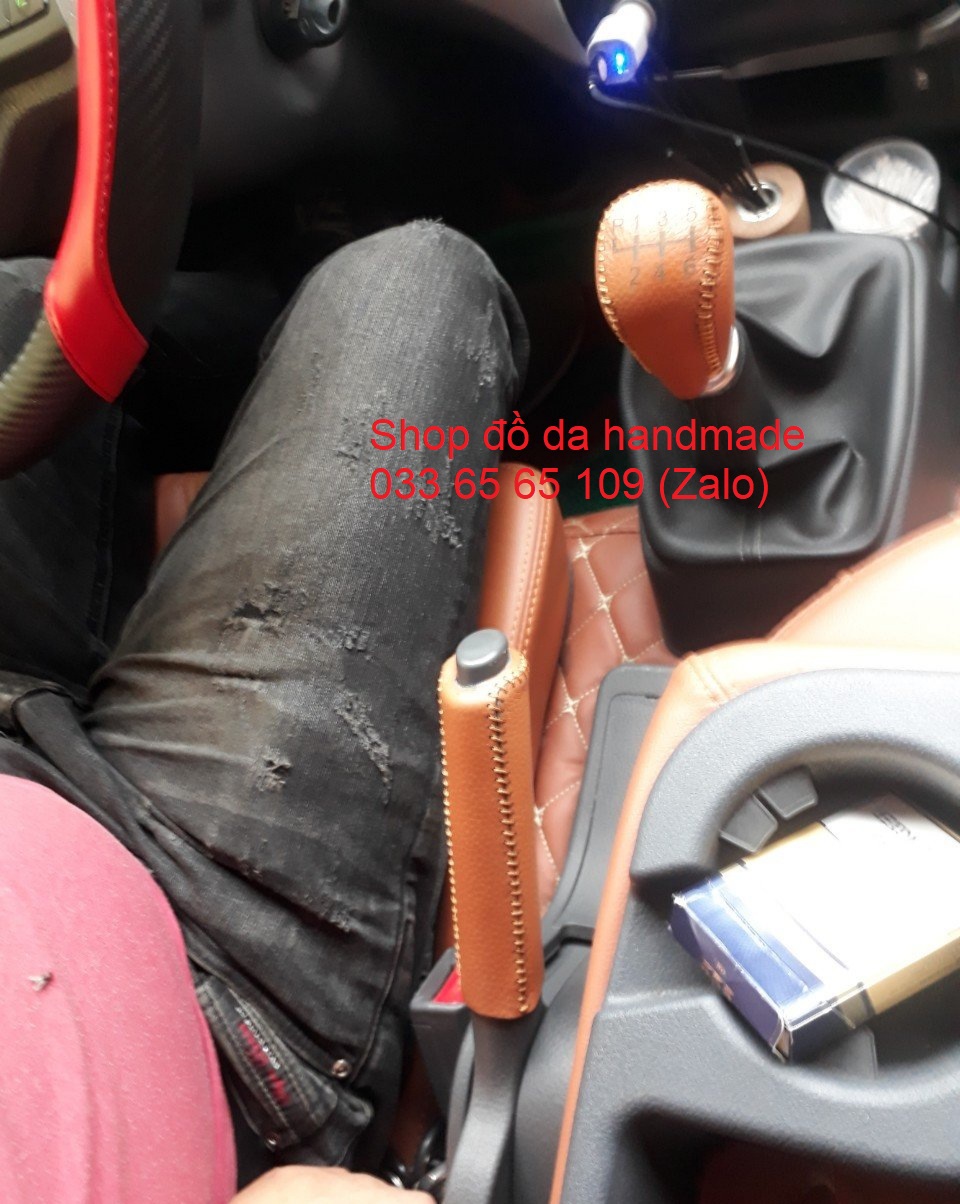 Bọc da cần số phanh tay xe tải Kia K200, K250, Bongo bằng da bò, nhiều mầu sắc, bảo hành 12 tháng