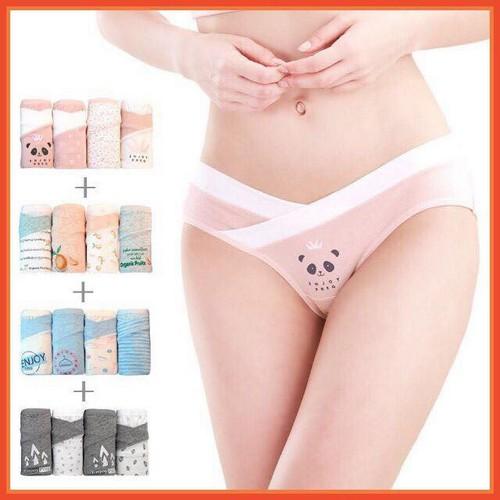 Sét 4 Quần Lót Bầu cạp chéo coton sịn siêu đáng yêu ( túi zip)