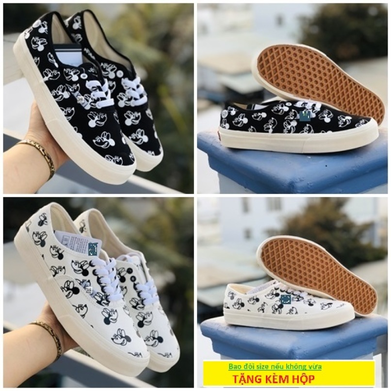 Giày Vải Classic Chuột Mickey Trắng ĐEN (Tặng Hộp) - BIMBUN SHOES- Giày Nam - Giày Nữ - Giày Thể Thao Nữ - Giày Sneaker Nữ - Giày Đá Bóng - Giày Sneaker Nam - Giày Thể Thao Nam - Giày Thể Thao giá rẻ