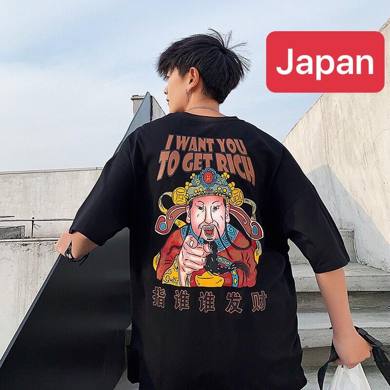 ÁO THUN NAM TRẮNG THẦN TÀI GÕ CỬA SIÊU HOT FORM RỘNG - JAPAN FASHION