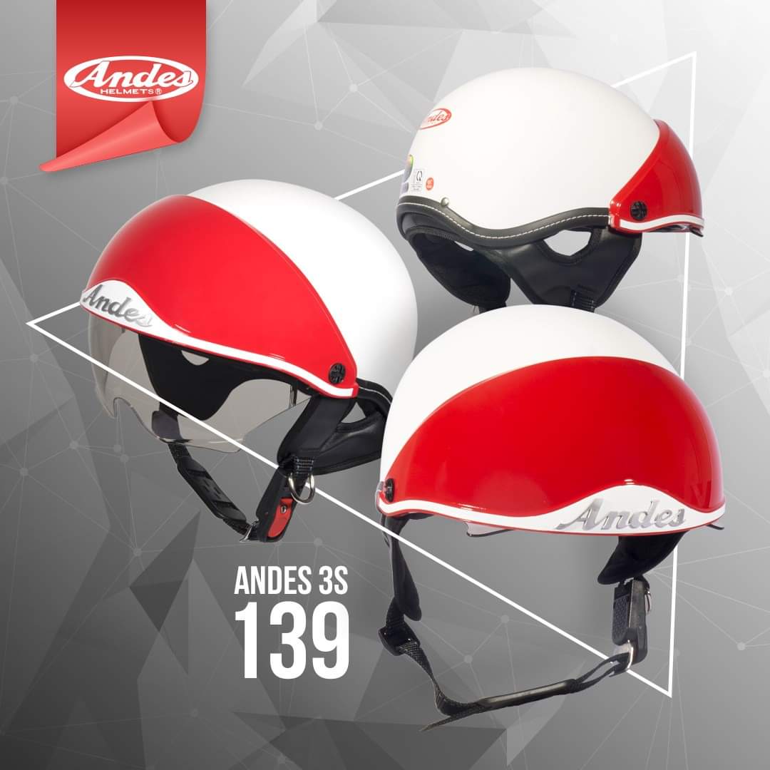 Mũ Bảo Hiểm Andes Kính Dấu 139 (Màu Trắng Đỏ)