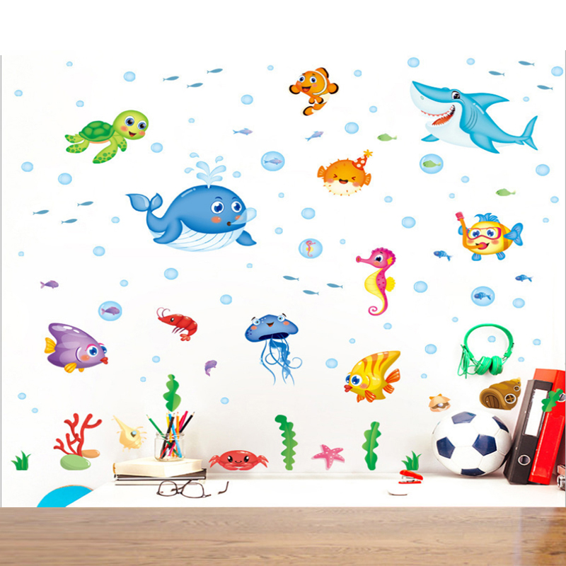 Decal dán tường cá và động vật dưới nước