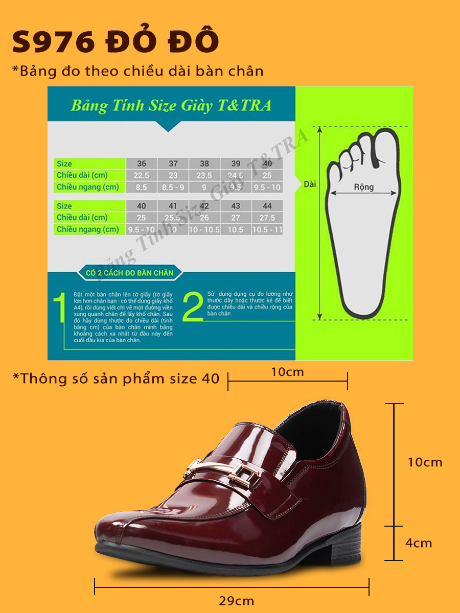 [ 6CM ] Giày Tăng Chiều Cao Nam T&TRA S968