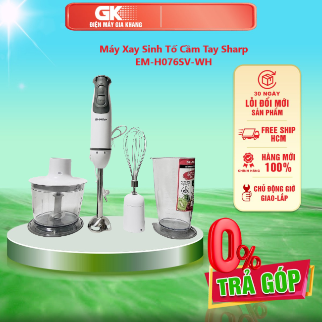 Máy Xay Sinh Tố Cầm Tay Sharp EM-H076SV-WH 0.7L - GIAO TOÀN QUỐC - FREESHIP HCM