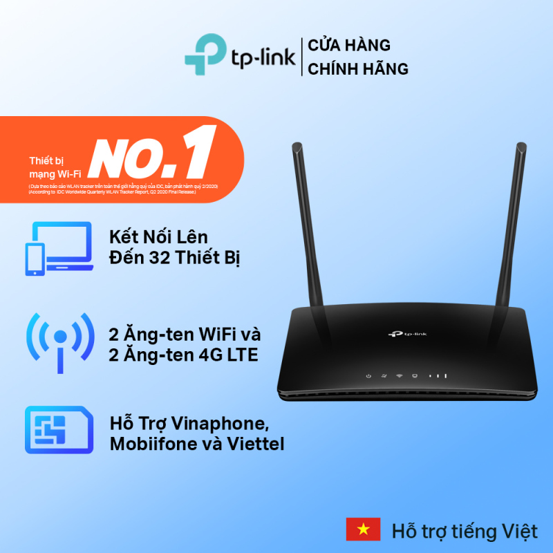 Router wifi 4G TP-Link - Bộ phát wifi 4G LTE Chuẩn N tốc độ 300 Mbps TL-MR6400 - Router wifi chính hãng TP-Link bảo hành 2 năm 1 đổi 1