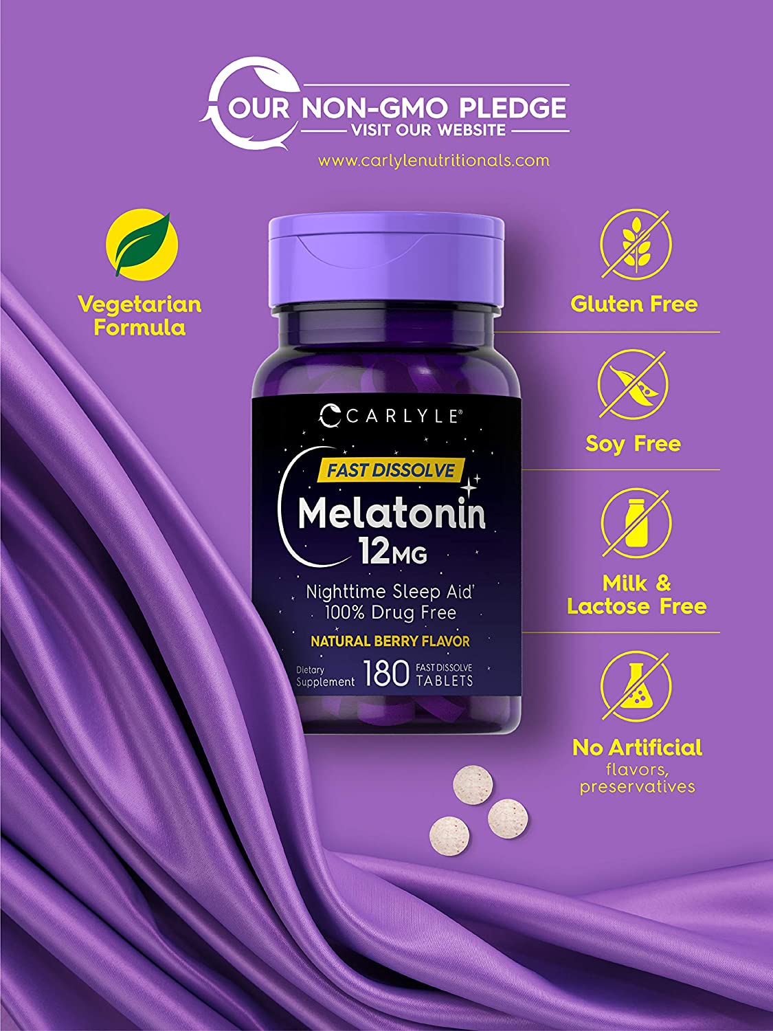 Carlyle Melatonin 12mg Fast Dissolve 180 Tablets -  Chăm sóc giấc Ngủ