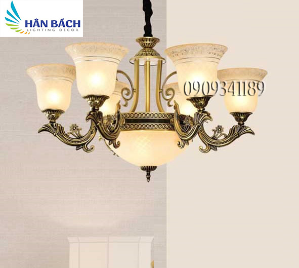 [HCM]ĐÈN CHÙMĐÈN CHÙM PHÒNG KHÁCHĐÈN CHÙM CỔ ĐIỂN 6 TAY
