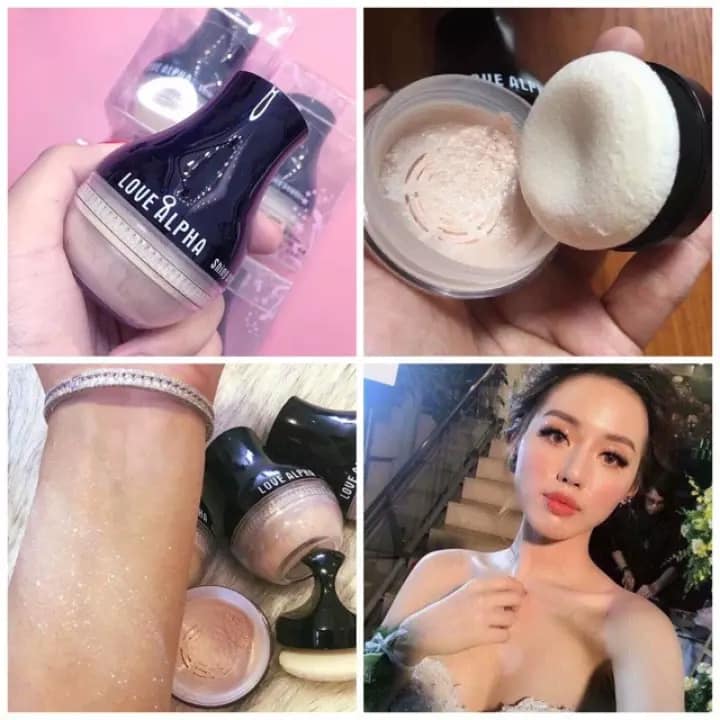 Phấn phủ bột nhũ kim tuyến Love Alpha