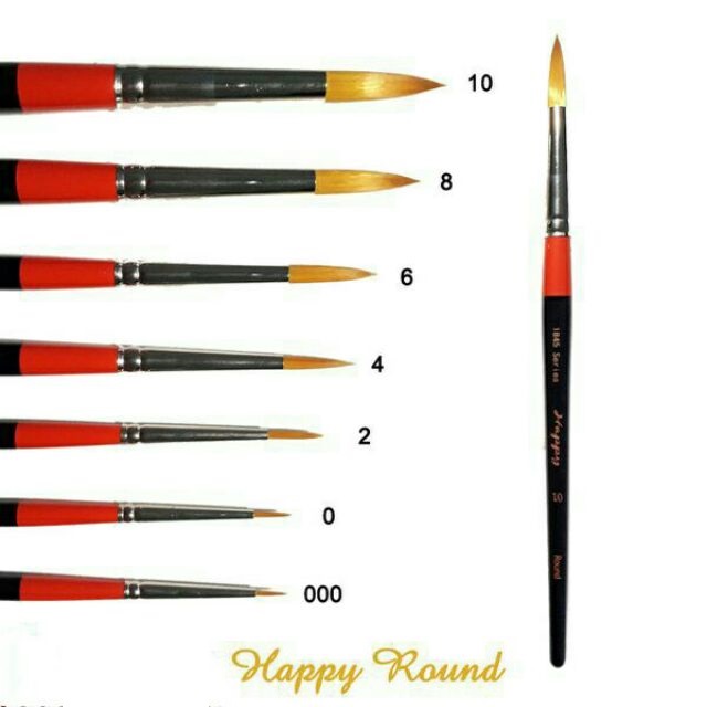 [HCM]CỌ VẼ MÀU NƯỚC HAPPY ROUND ĐẦU TRÒN (CHỌN SIZE)