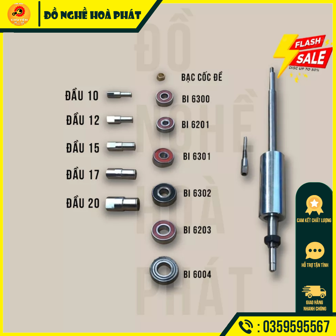 Cảo giật bạc đạn xe máy 6 đầu 100% Inox (vam bi âm)