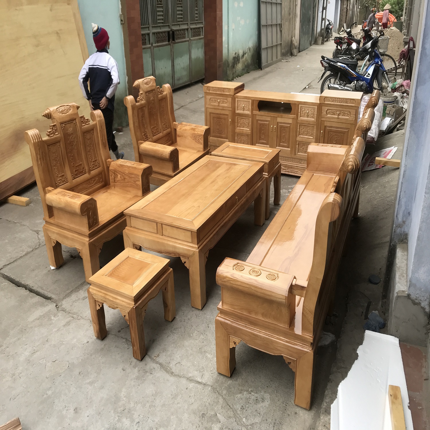 Bộ Bàn Ghế Âu Á Gỗ Sồi Nga