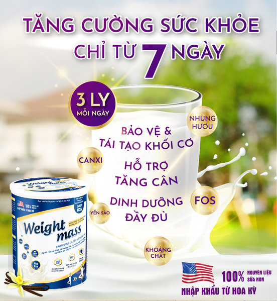 [Chính Hãng - Hoàn Tiền 10%]Weight Mass Sữa Bột Hỗ Trợ Tăng Cân Cho Người Gầy