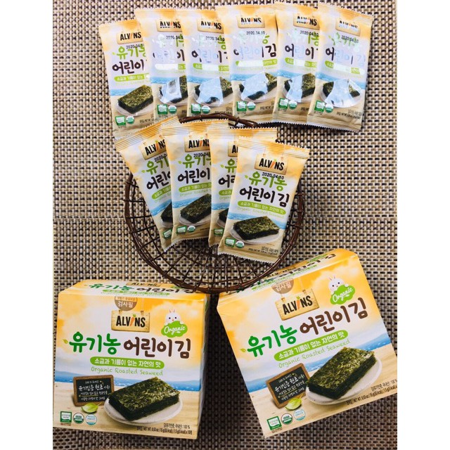 Rong biển Alvins ăn liền tách muối Hàn Quốc  nguyên hộp 10 gói nhỏ