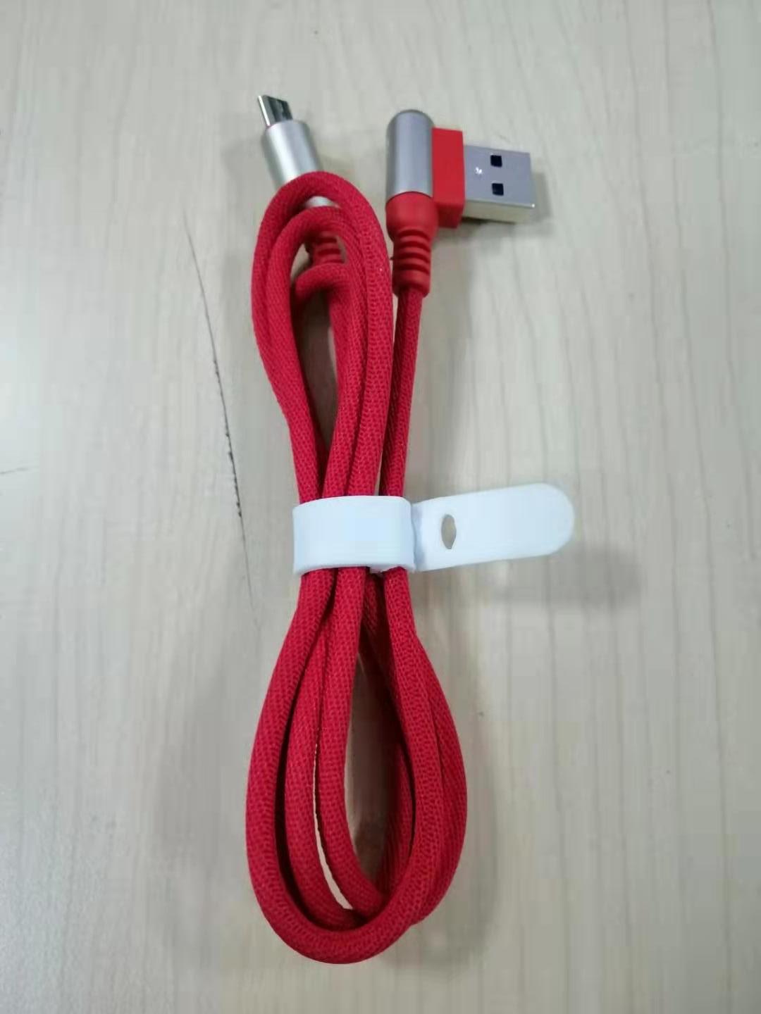 Cáp sạc Android dây vải chân USB vuông góc 90 độ