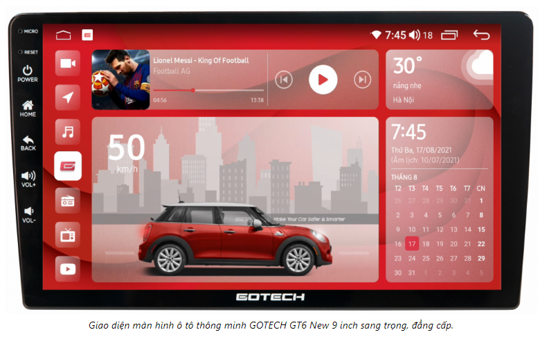 Màn hình androi 9inch, 10inch GOTECH GT6. Màn hình android nâng cấp cho oto GOTECH GT6 Tặng mặt dưỡng theo xe. Màn hình cảm ứng GOTECH lắp sim 4G đa chức năng, tích hợp vô lăng, ra lệnh giọng nói, xem camera oto, youtobe.