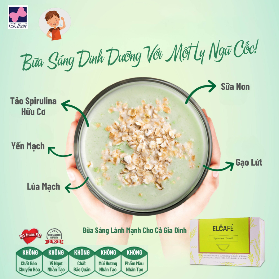 [  ] Bột ngũ cốc ElCafe Spirulina Cereal - 20 GÓI/HỘP
