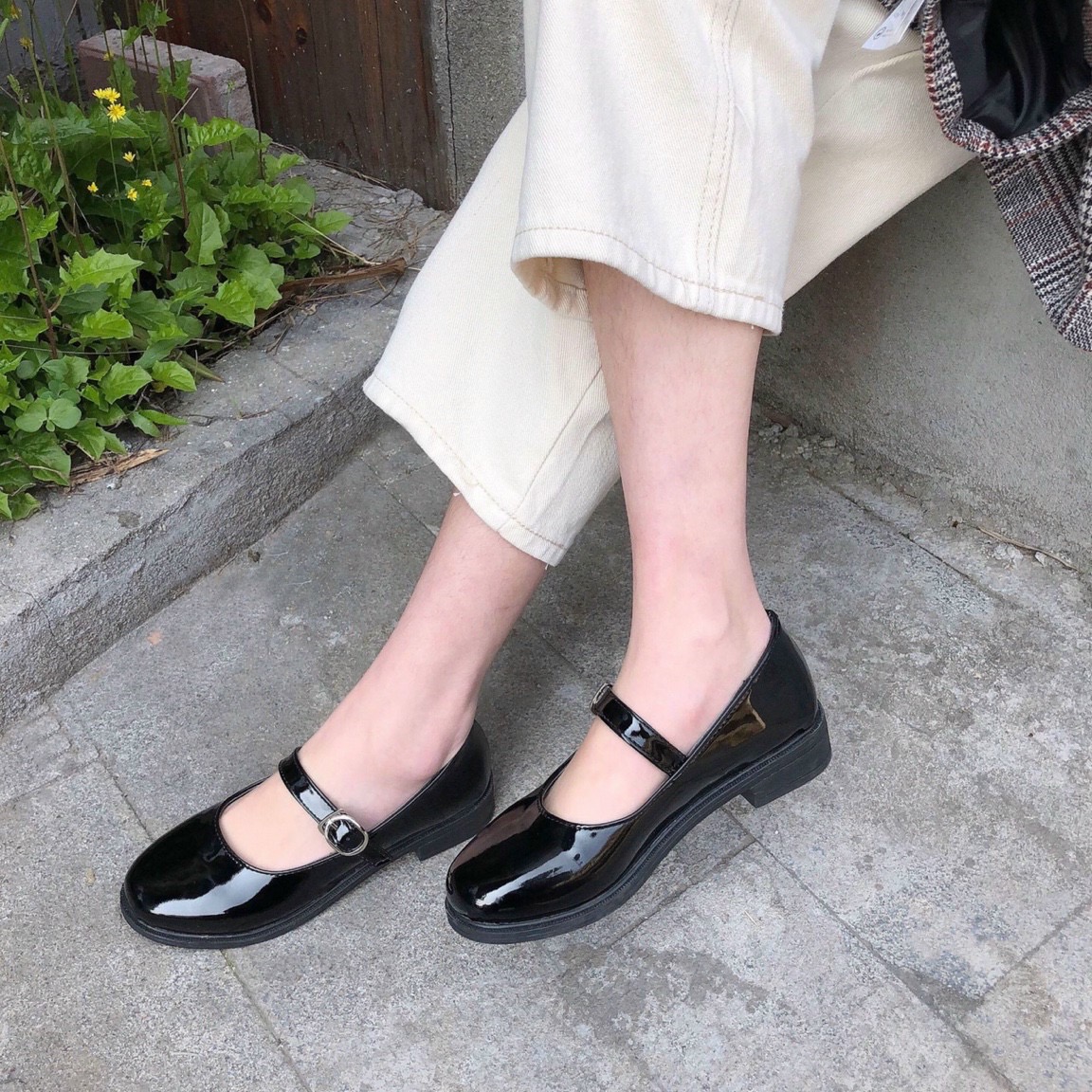 [HCM]Giày búp bê nữ basic Mary Jane vintage da bóng