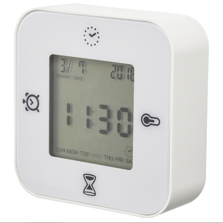 Đồng hồ để bàn 4in1 KLOCKIS IKEA màu trắng