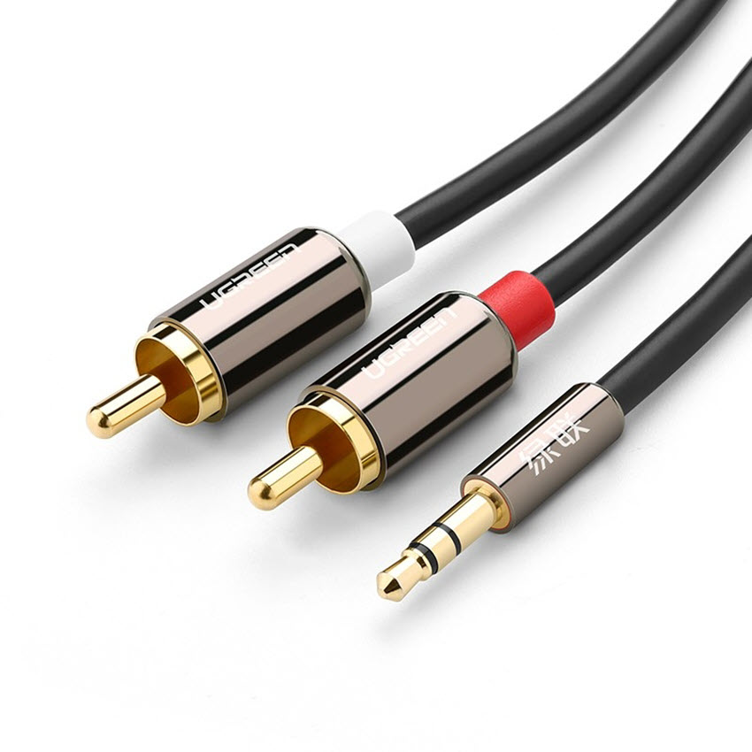 Cáp audio 3.5mmra 2 đầu RCA 1.5M UGREEN UG 10583