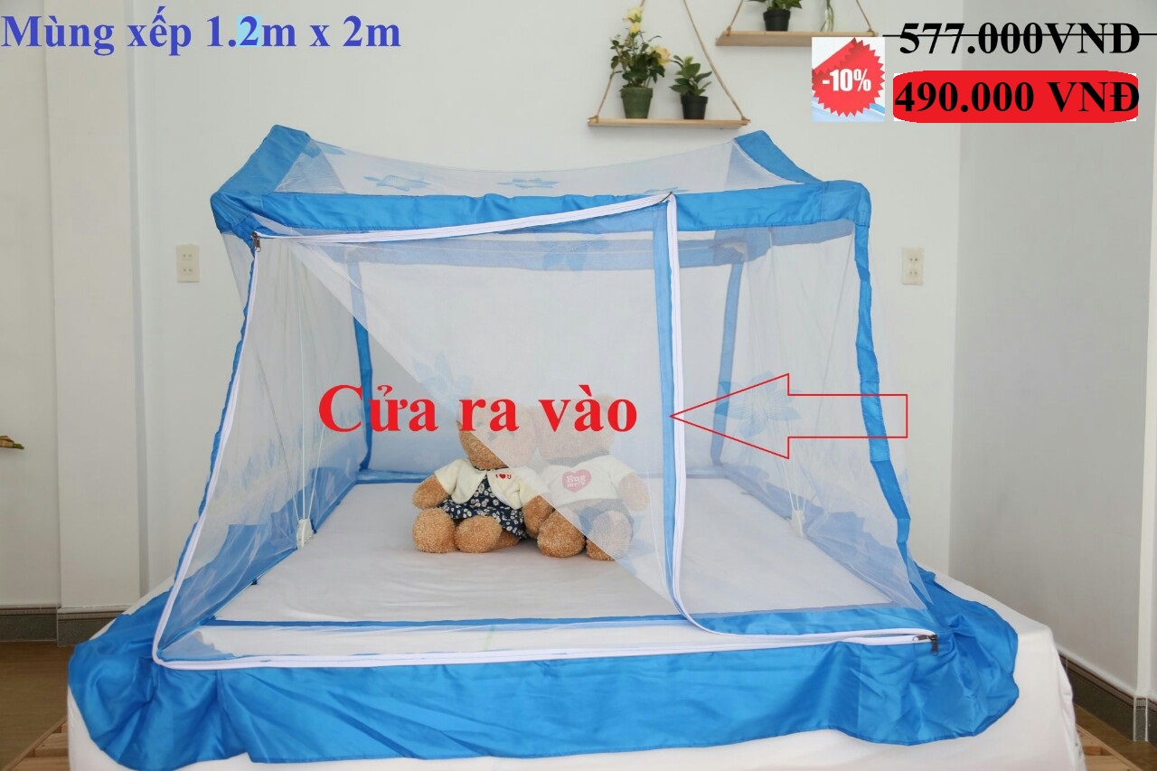 Mùng xếp thông minh Hưng Ngân 1m2x2m